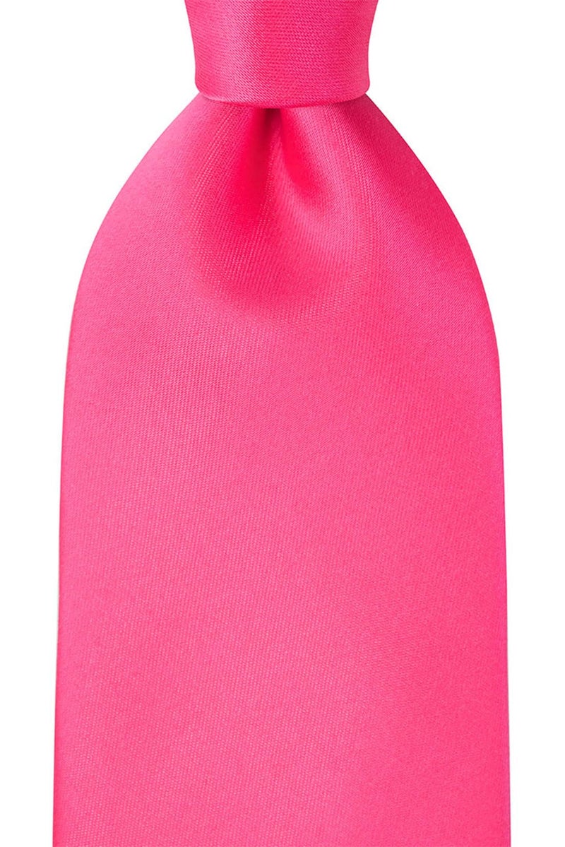 KissTies Mens Tie Flamingo Fuchsia Pink Satin Necktie For Men + Gift Box - Image 4